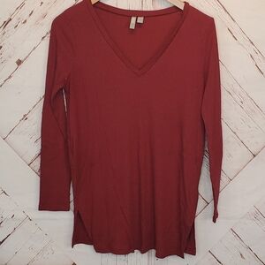 ASOS Red V-neck Ribbed Shirt